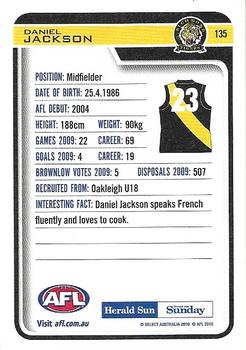 2010 Select Herald Sun AFL #135 Daniel Jackson Back